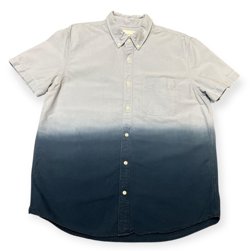 Men's American Eagle Blue Ombre Short Sleeve Button Down Shirt Size Large